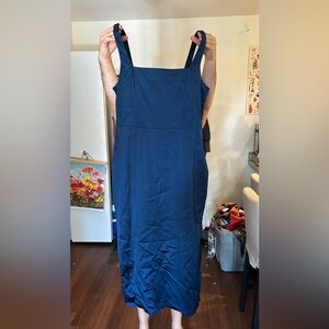 Abercrombie Stretch Satin Midi Dress - Blue